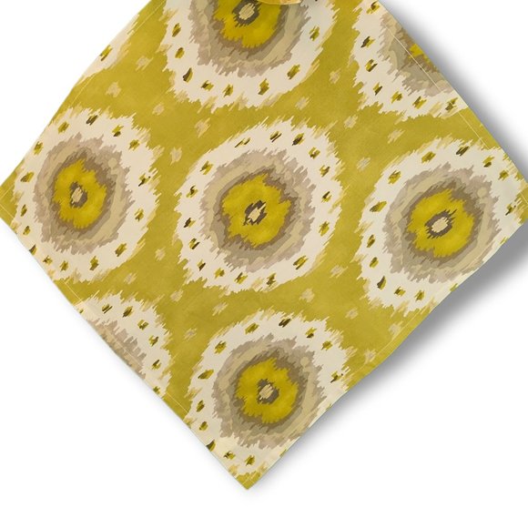 Home Dining Cloth Napkins Set (6) Colorful Lime Metallic Silver Abstract Print - Picture 2 of 7